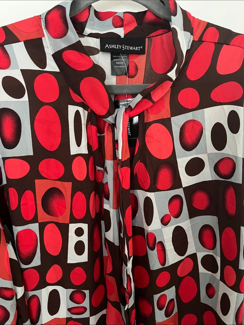 Ashley Stewart Polka Dits silky tunic blouse  22/24